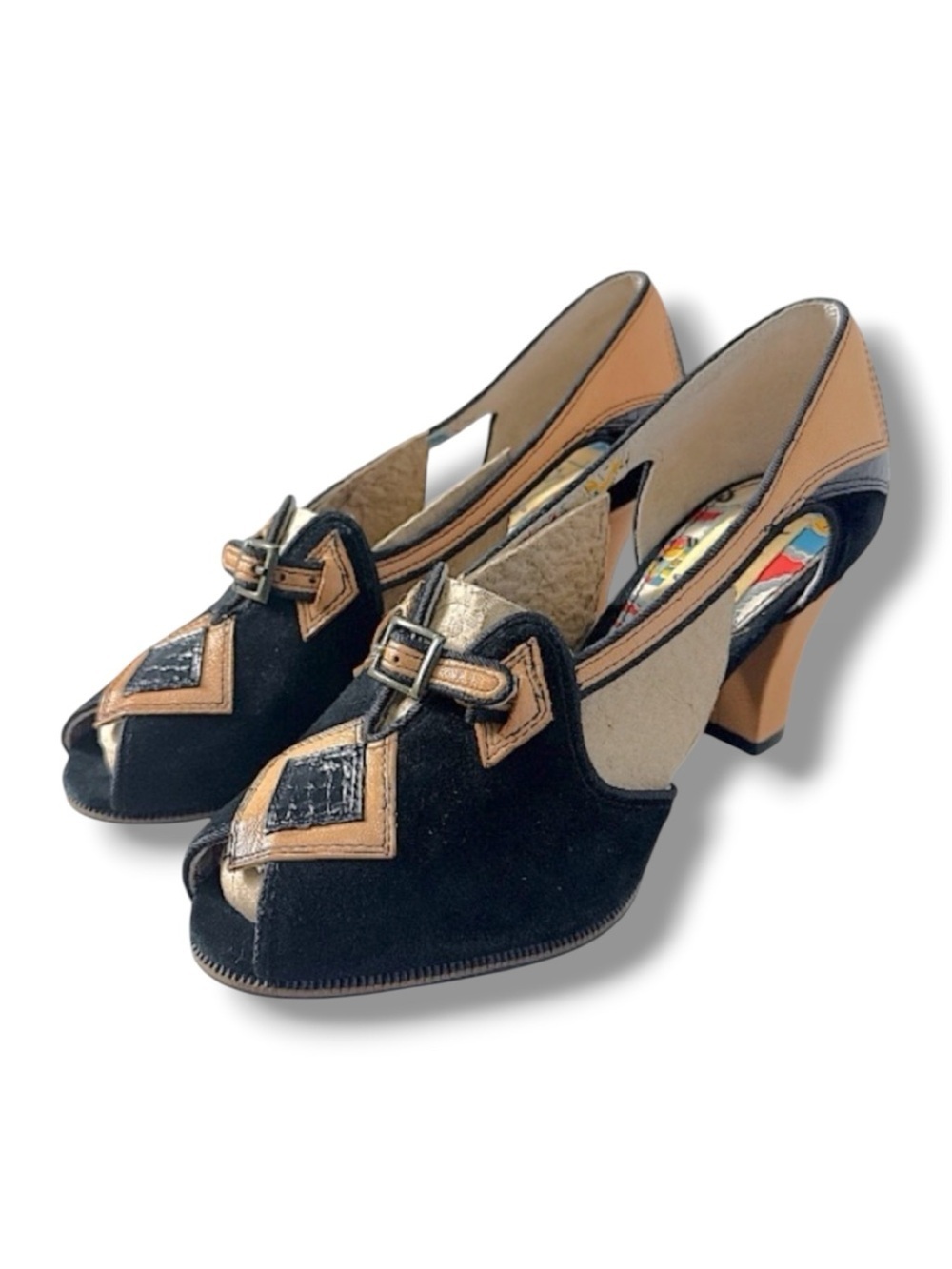 Miss L-Fire Heels Vintage Chic Black and Tan Size EU 37